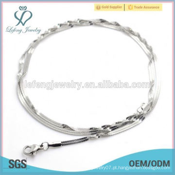 20 &quot;silver flat snake colar de corrente personalizado colar de aço inoxidável